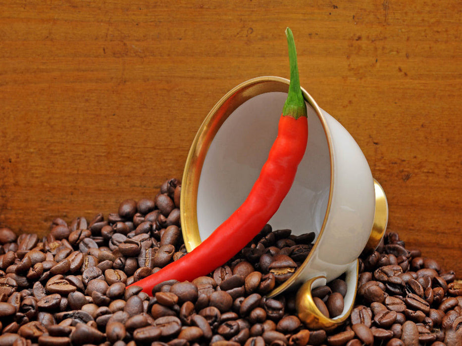 Peperoni auf Kaffeebohnen - CALVENDO Foto-Puzzle'