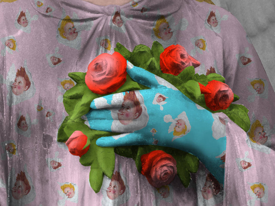 Hand einer Engelfigur hält rote Rosen, Friedhöfe an der Bergmannstraße, Berlin - CALVENDO Foto-Puzzle'