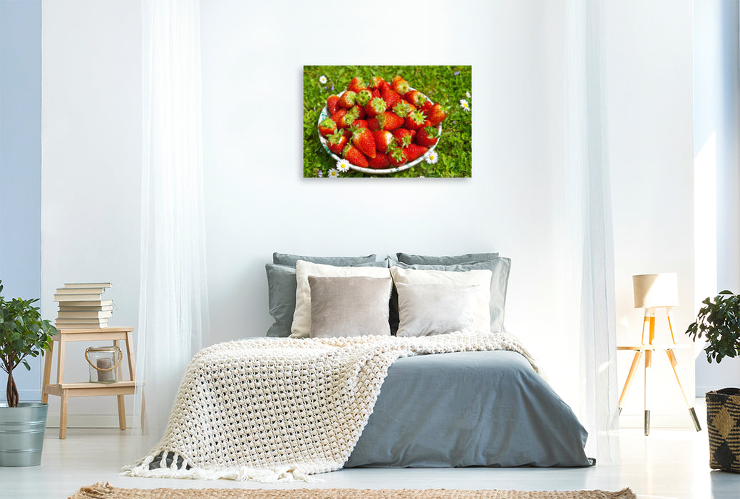 Premium textile canvas Premium textile canvas 120 cm x 80 cm across strawberries 