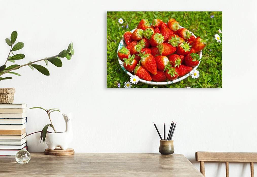 Premium textile canvas Premium textile canvas 120 cm x 80 cm across strawberries 