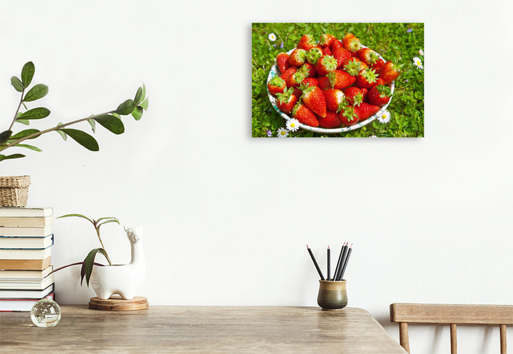 Premium textile canvas Premium textile canvas 120 cm x 80 cm across strawberries 