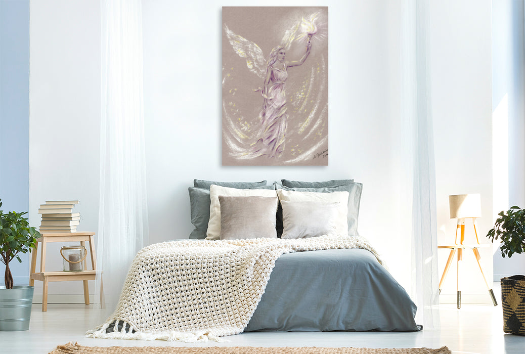 Premium Textil-Leinwand Premium Textil-Leinwand 80 cm x 120 cm  hoch Engelwesen als Lichtbringer