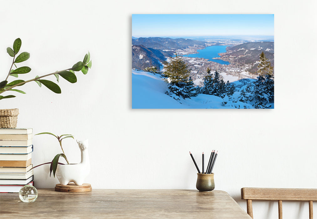 Premium textile canvas Premium textile canvas 120 cm x 80 cm across View from the Wallberg summit to Lake Tegernsee 