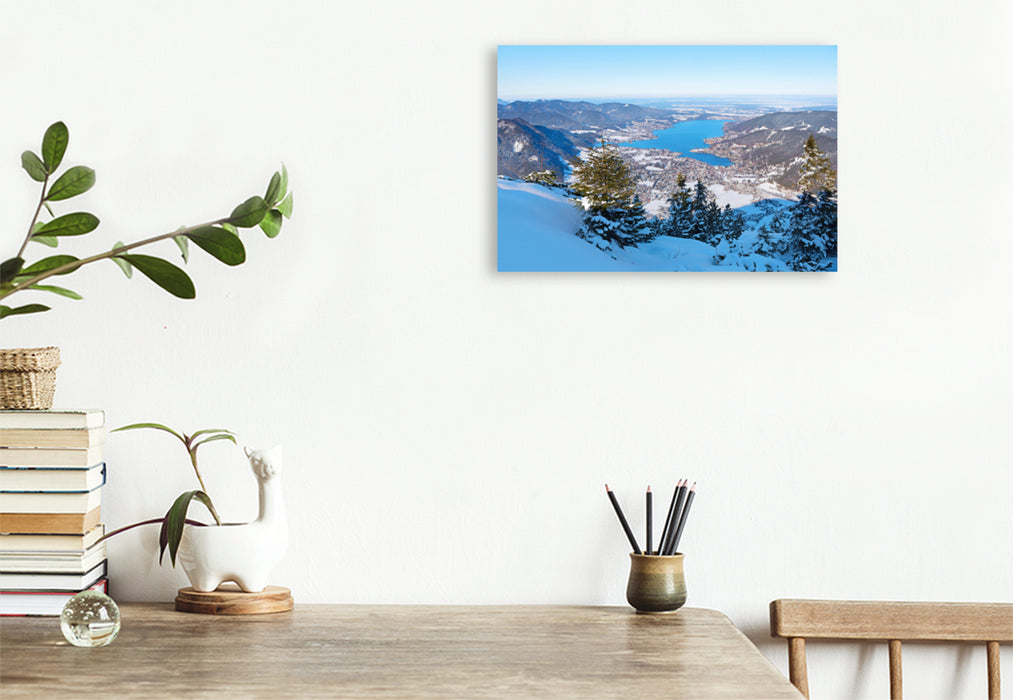 Premium textile canvas Premium textile canvas 120 cm x 80 cm across View from the Wallberg summit to Lake Tegernsee 