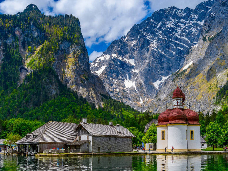 Halbinsel Hirschau mit St. Bartholomä - CALVENDO Foto-Puzzle'