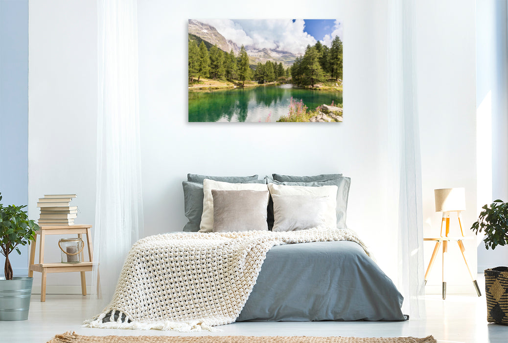 Premium Textil-Leinwand Premium Textil-Leinwand 120 cm x 80 cm quer Lago Blu