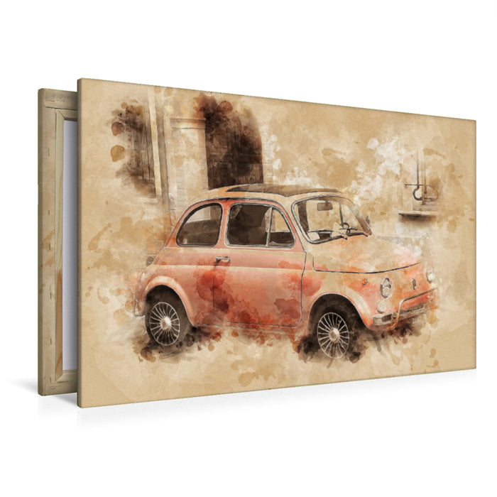 Premium Textil-Leinwand Fiat Nuova 500