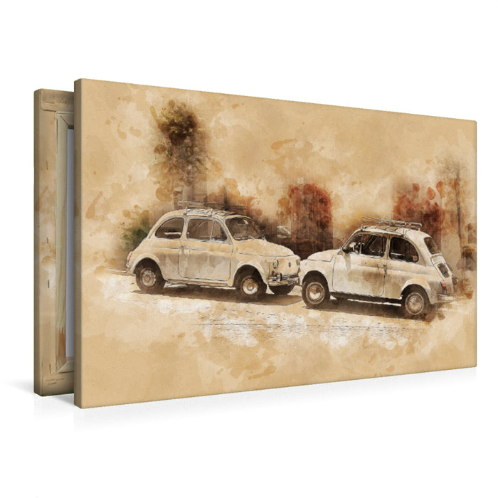 Premium Textil-Leinwand Fiat Nuova 500