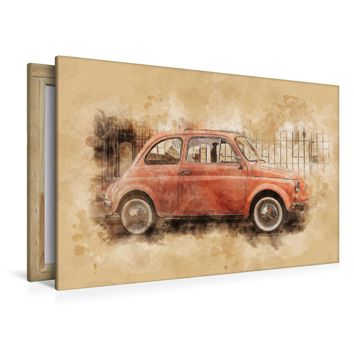 Premium Textil-Leinwand Fiat Nuova 500