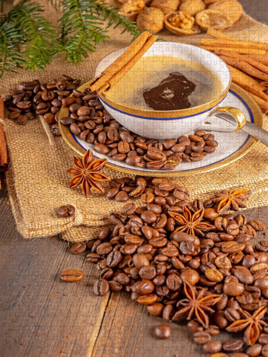 Kaffee mit Zimt und Bohnen - CALVENDO Foto-Puzzle'