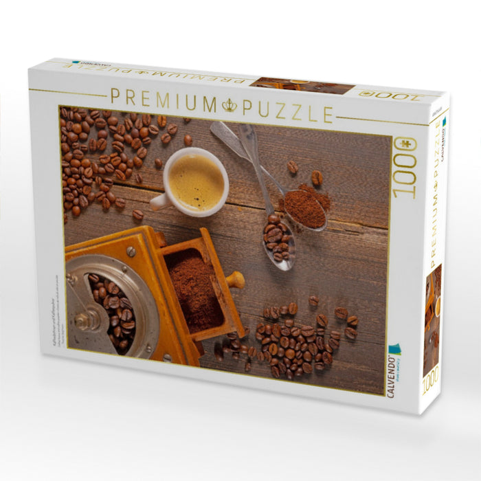 Kaffeebohnen und Kaffeepulver - CALVENDO Foto-Puzzle'