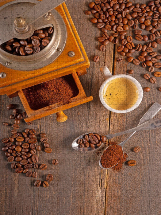 Kaffeebohnen und Kaffeepulver - CALVENDO Foto-Puzzle'