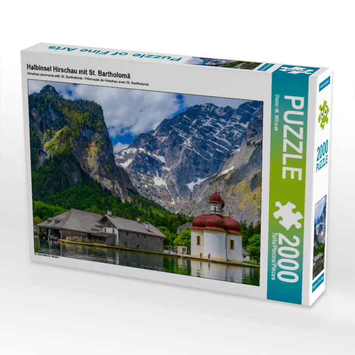 Halbinsel Hirschau mit St. Bartholomä 2000 Teile Puzzle quer - CALVENDO Foto-Puzzle'