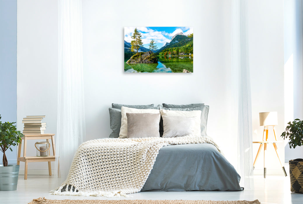 Premium textile canvas Premium textile canvas 120 cm x 80 cm landscape On the beautiful Hintersee 