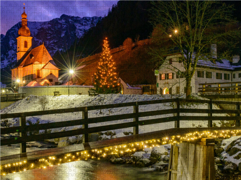 Weihnachtlicher Malerwinkel in Ramsau 2000 Teile Puzzle quer - CALVENDO Foto-Puzzle'