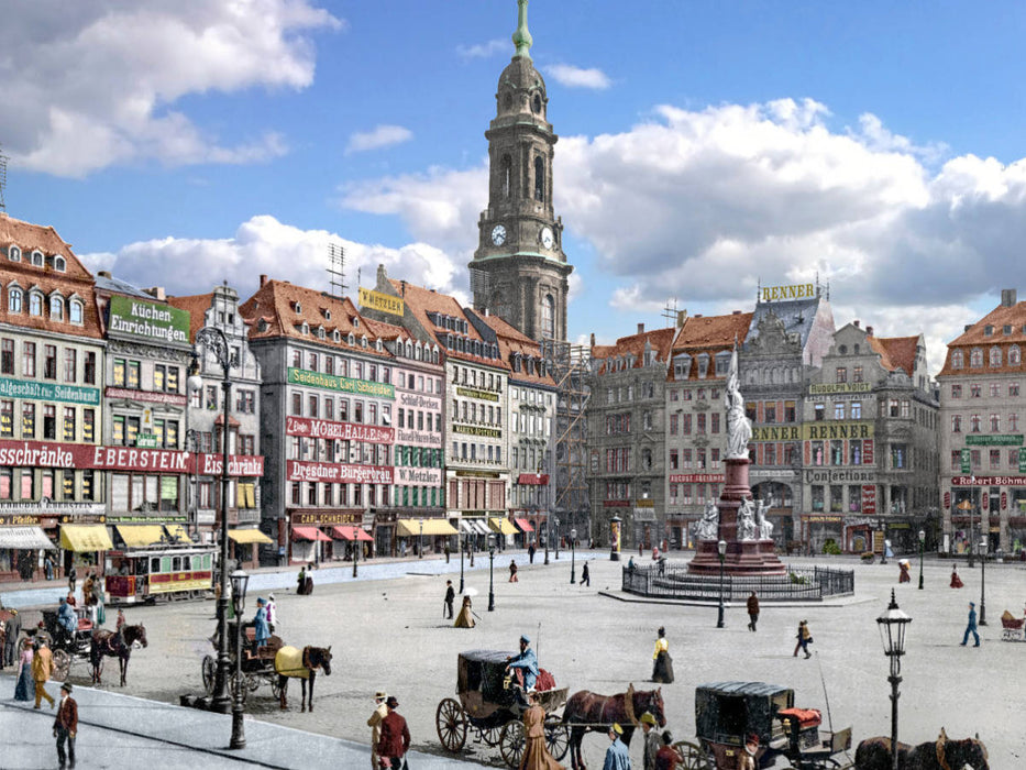 Dresden - Kreuzkirche und Altmarkt 1898 - CALVENDO Foto-Puzzle'