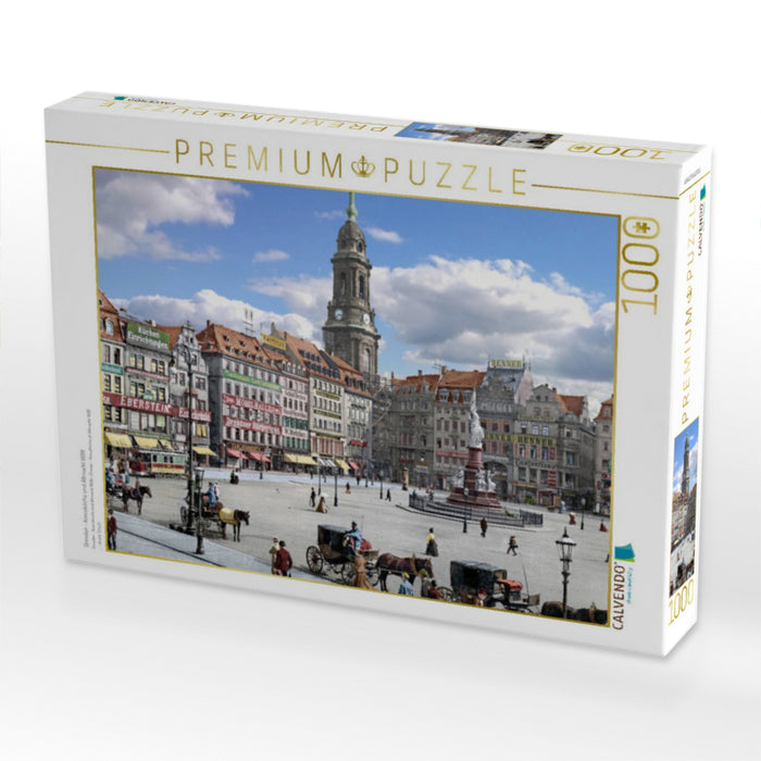 Dresden - Kreuzkirche und Altmarkt 1898 - CALVENDO Foto-Puzzle'