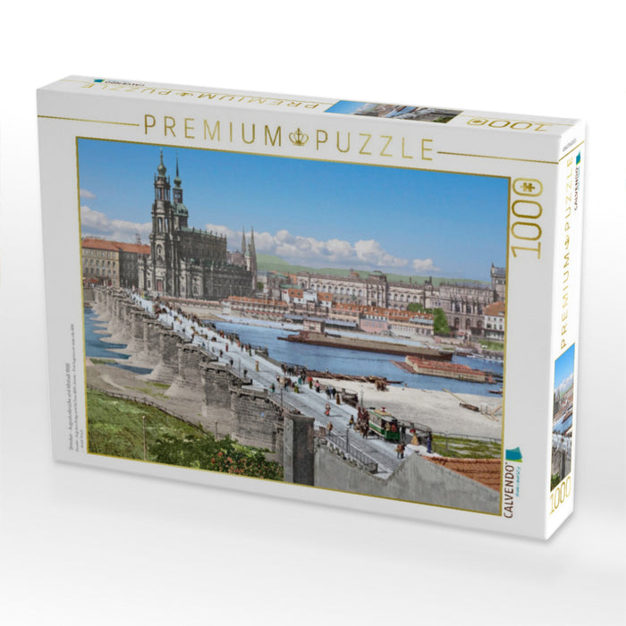 Dresden - Augustusbrücke und Altstadt 1898 - CALVENDO Foto-Puzzle'