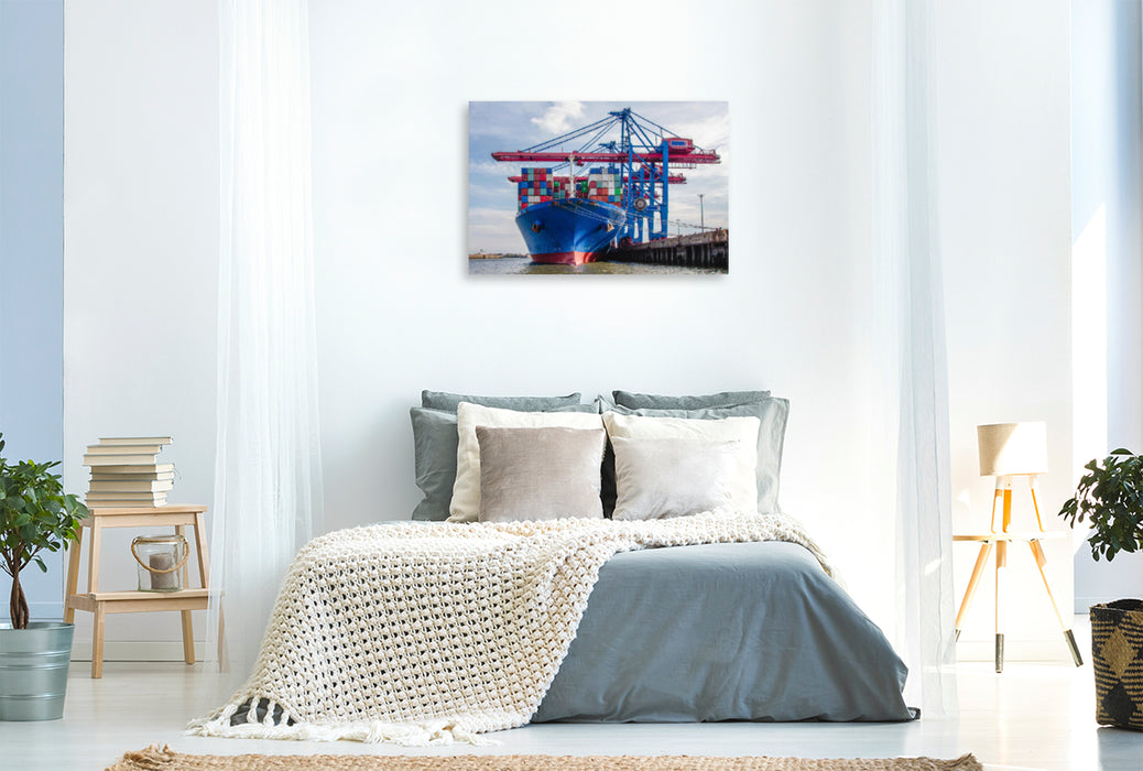 Premium textile canvas Premium textile canvas 120 cm x 80 cm across Container giant at the terminal 