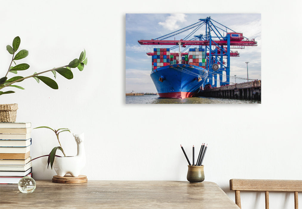 Premium textile canvas Premium textile canvas 120 cm x 80 cm across Container giant at the terminal 