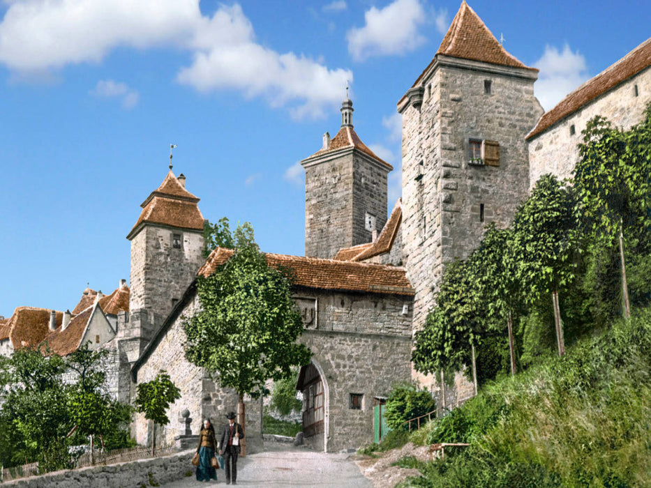 Rothenburg ob der Tauber - Kobolzeller Tor um 1905 - CALVENDO Foto-Puzzle'