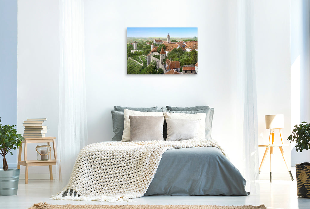 Premium Textil-Leinwand Premium Textil-Leinwand 120 cm x 80 cm quer Rothenburg ob der Tauber - Partie an der Stadtmauer um 1900