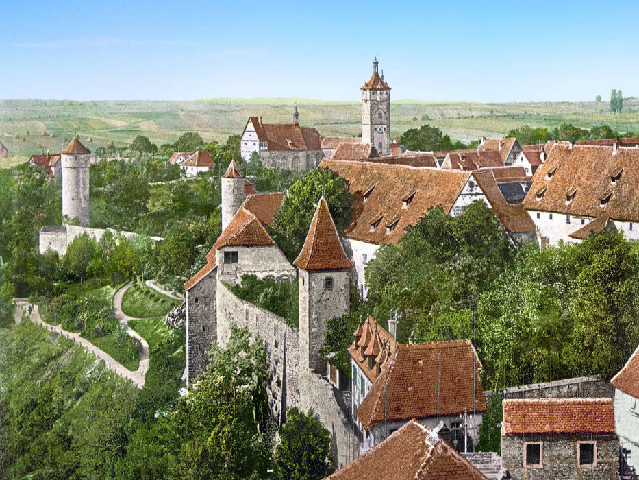 Rothenburg ob der Tauber - Partie an der Stadtmauer um 1900 - CALVENDO Foto-Puzzle'