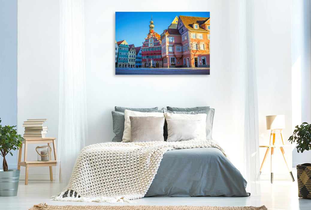 Premium textile canvas Premium textile canvas 120 cm x 80 cm across Town Hall Square Esslingen am Neckar 