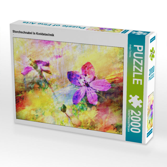 Storchschnabel In Kreidetechnik 2000 Teile Puzzle quer - CALVENDO Foto-Puzzle'