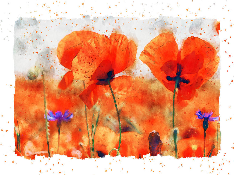 Mohnblumen im Gegenlicht. Aquarellmalerei - CALVENDO Foto-Puzzle'