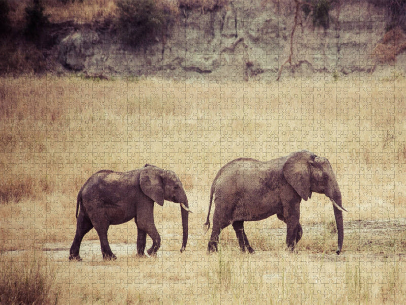 Elefanten der Serengeti - CALVENDO Foto-Puzzle'