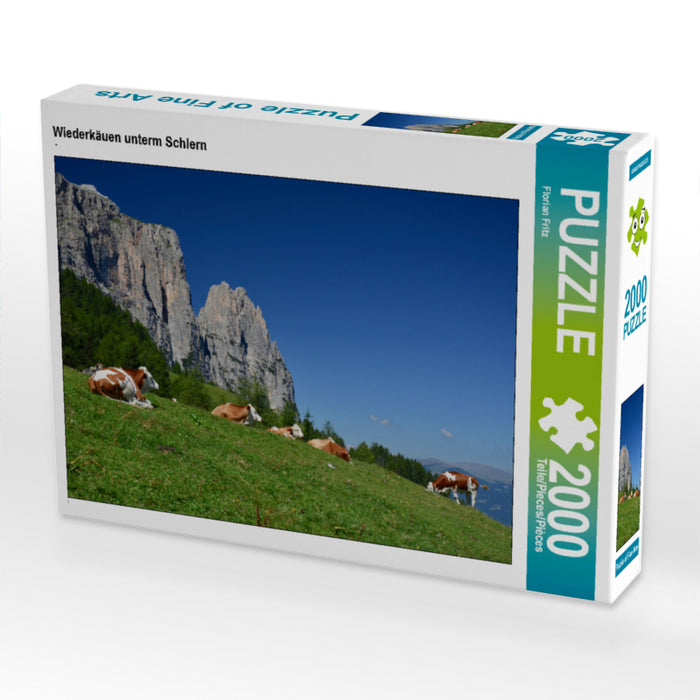 Wiederkäuen unterm Schlern 2000 Teile Puzzle quer - CALVENDO Foto-Puzzle'
