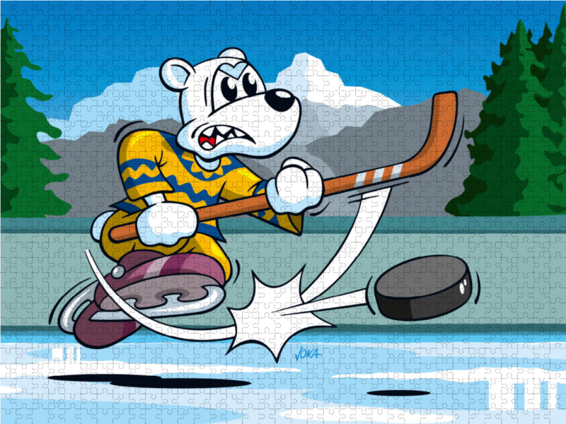 Ours polaire de hockey ! - Casse-tête photo CALVENDO 