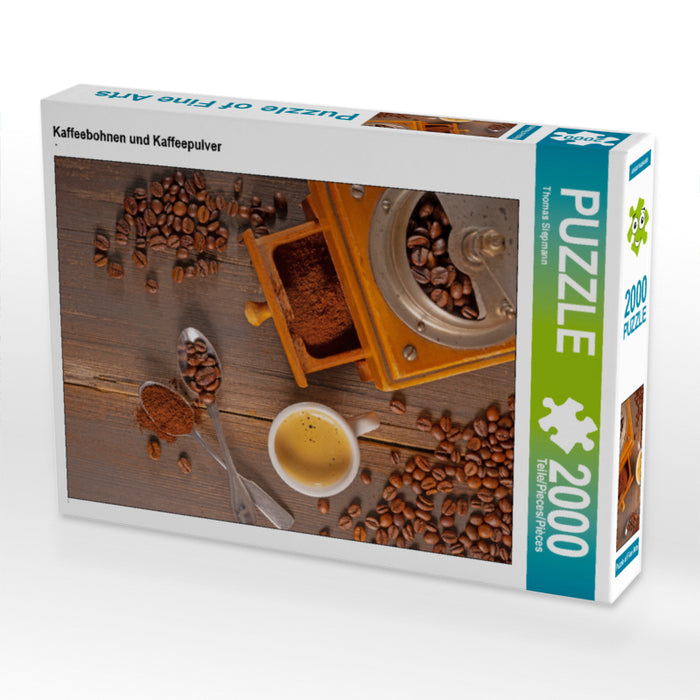 Kaffeebohnen und Kaffeepulver 2000 Teile Puzzle hoch - CALVENDO Foto-Puzzle'