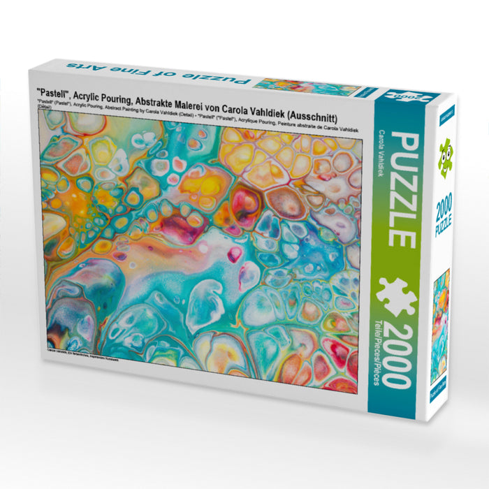"Pastell", Acrylic Pouring, Abstrakte Malerei von Carola Vahldiek (Ausschnitt) 2000 Teile Puzzle quer - CALVENDO Foto-Puzzle'