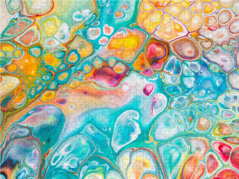 "Pastell", Acrylic Pouring, Abstrakte Malerei von Carola Vahldiek (Ausschnitt) 2000 Teile Puzzle quer - CALVENDO Foto-Puzzle'