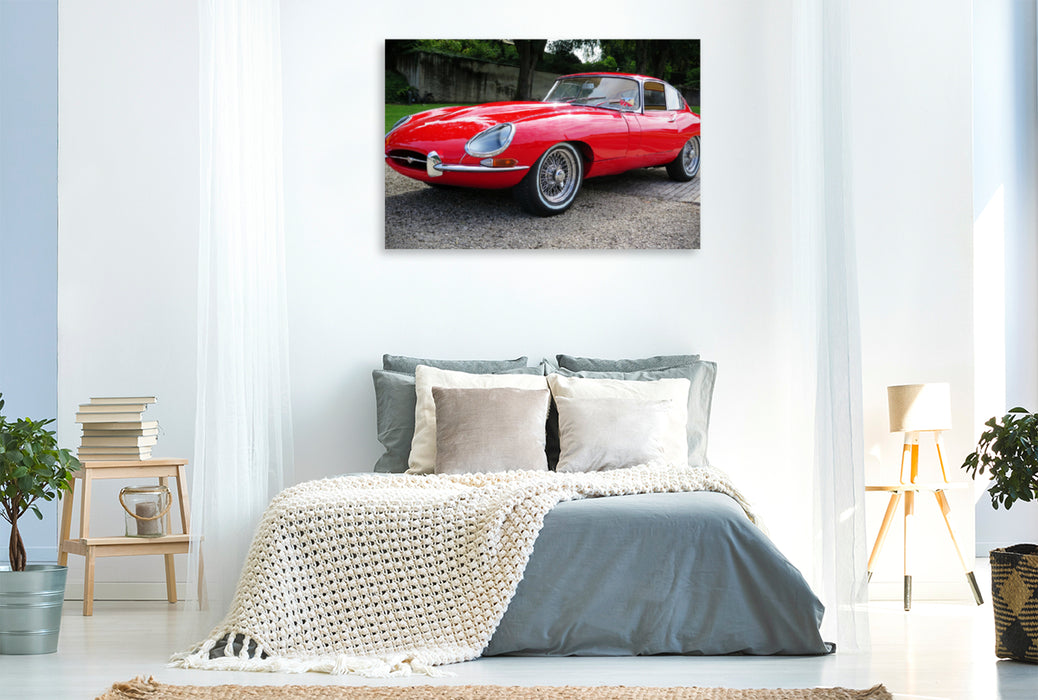 Premium textile canvas Premium textile canvas 120 cm x 80 cm landscape Jaguar E-Type Series 1 in Horgen near Zurich. 