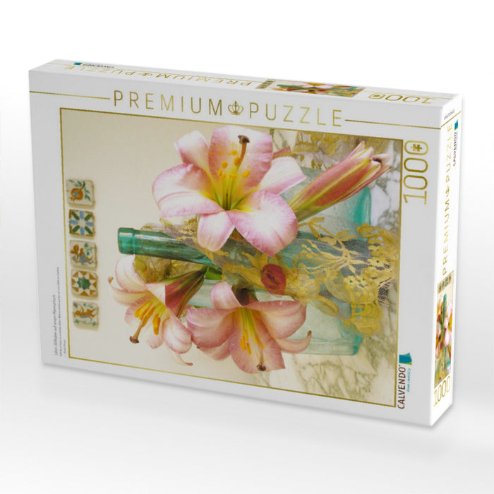 Lilien-Stillleben auf einem Marmortisch - CALVENDO Foto-Puzzle'