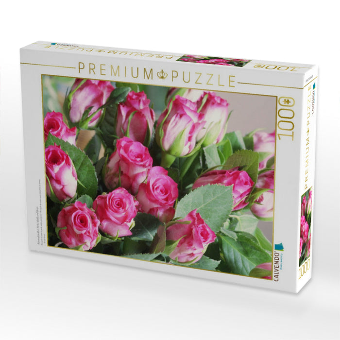 Rosenstrauß in Pink, Weiß und Grün - CALVENDO Foto-Puzzle'