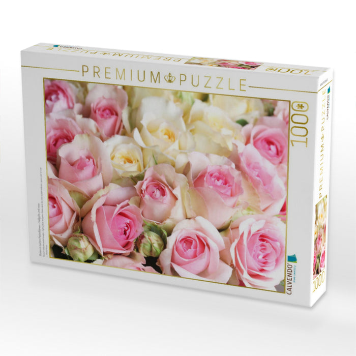 Rosen in zarten Pastelltönen - hellgelb und rosa - CALVENDO Foto-Puzzle'