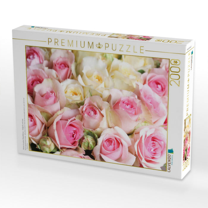 Rosen in zarten Pastelltönen - hellgelb und rosa - CALVENDO Foto-Puzzle'