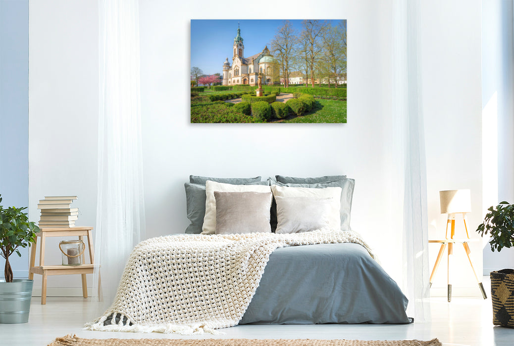 Premium textile canvas Premium textile canvas 120 cm x 80 cm landscape The Protestant Church Hockenheim. 