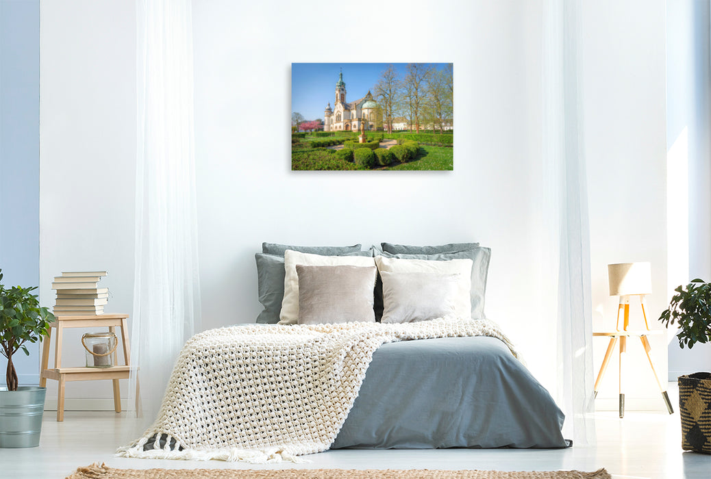 Premium textile canvas Premium textile canvas 120 cm x 80 cm landscape The Protestant Church Hockenheim. 