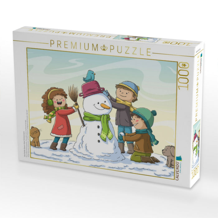 Drei Kinder bauen einen Schneemann - CALVENDO Foto-Puzzle'