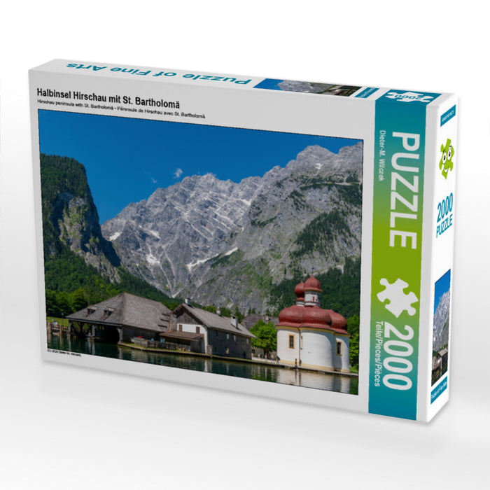 Halbinsel Hirschau mit St. Bartholomä 2000 Teile Puzzle quer - CALVENDO Foto-Puzzle'