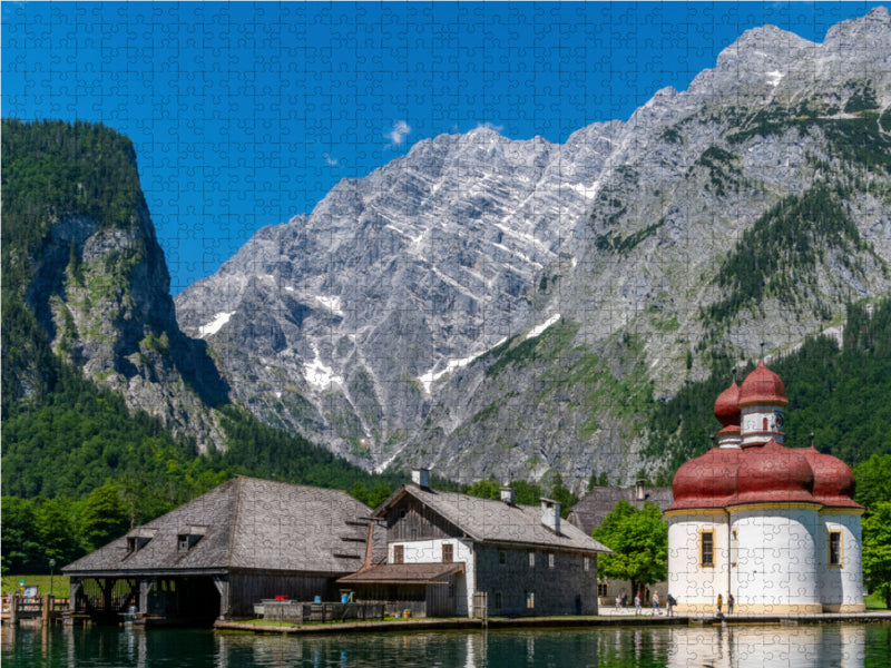 Halbinsel Hirschau mit St. Bartholomä 2000 Teile Puzzle quer - CALVENDO Foto-Puzzle'