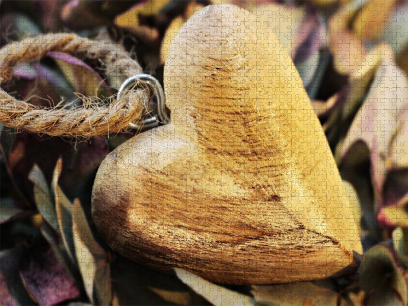 Romantisches Herz aus Holz - CALVENDO Foto-Puzzle'