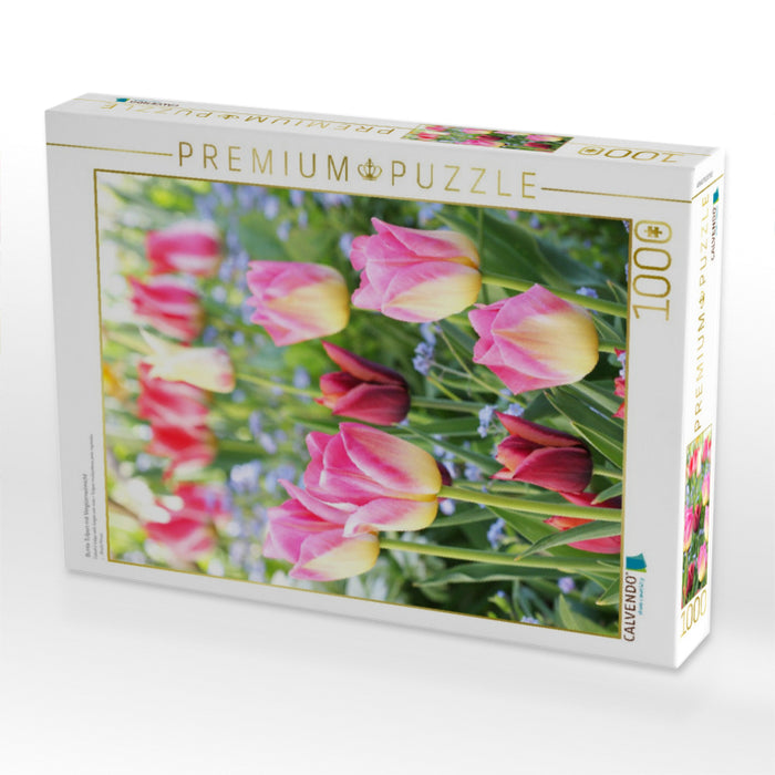 Bunte Tulpen mit Vergissmeinnicht - CALVENDO Foto-Puzzle'