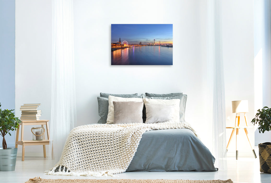 Premium textile canvas Premium textile canvas 120 cm x 80 cm landscape Düsseldorf skyline 