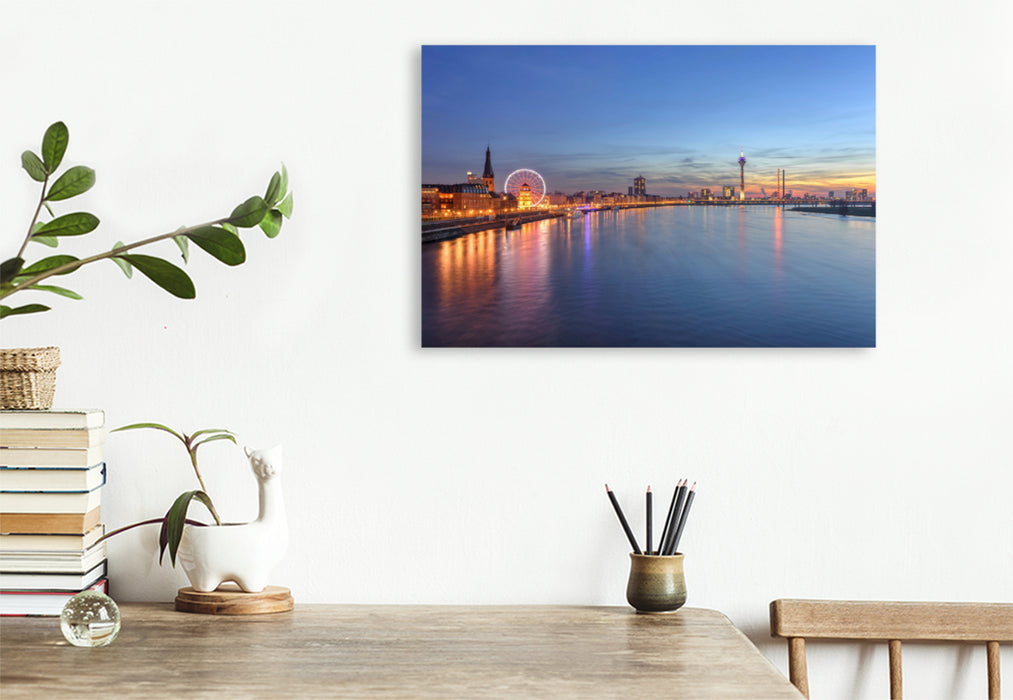 Premium textile canvas Premium textile canvas 120 cm x 80 cm landscape Düsseldorf skyline 